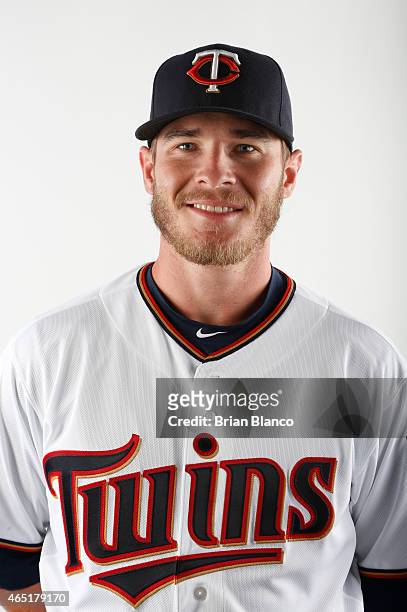Chris Herrmann of the Minnesota Twins poses for a photo on March 3, 2015 at Hammond Stadium in Fort Myers, Florida.