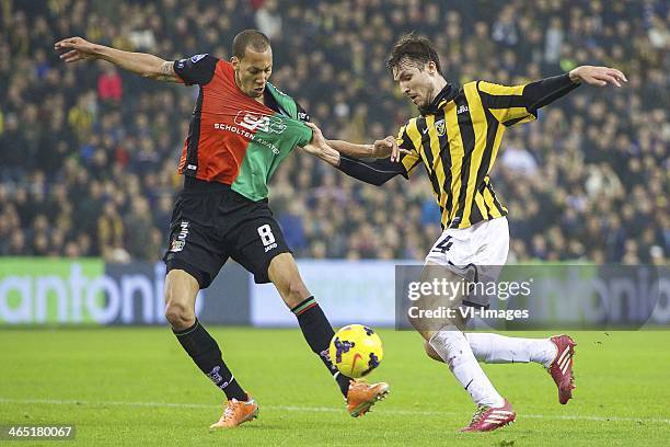 Ryan Koolwijk of NEC Nijmegen, Mike Havenaar of Vitesse during the Dutch Eredivisie match between Vitesse Arnhem and NEC Nijmegen at Gelredome on...