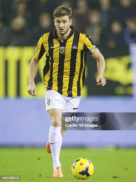 Jan-Arie van der Heijden of Vitesse during the Dutch Eredivisie match between Vitesse Arnhem and NEC Nijmegen at Gelredome on January 26, 2014 in...