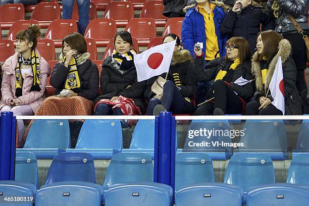 Japanese fans of Vitesse during the Dutch Eredivisie match between Vitesse Arnhem and NEC Nijmegen at Gelredome on January 26, 2014 in Arnhem, The...