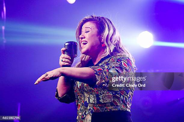 Kelly Clarkson gives an exclusive performance at iHeartRadio Theater on March 2, 2015 in New York City.