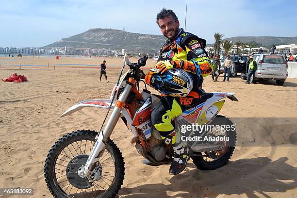 French racer David Casteu wins the first stage of the 'Enduro d'Agadir' motorcycle race in Agadir, Morocco on March 03, 2015.