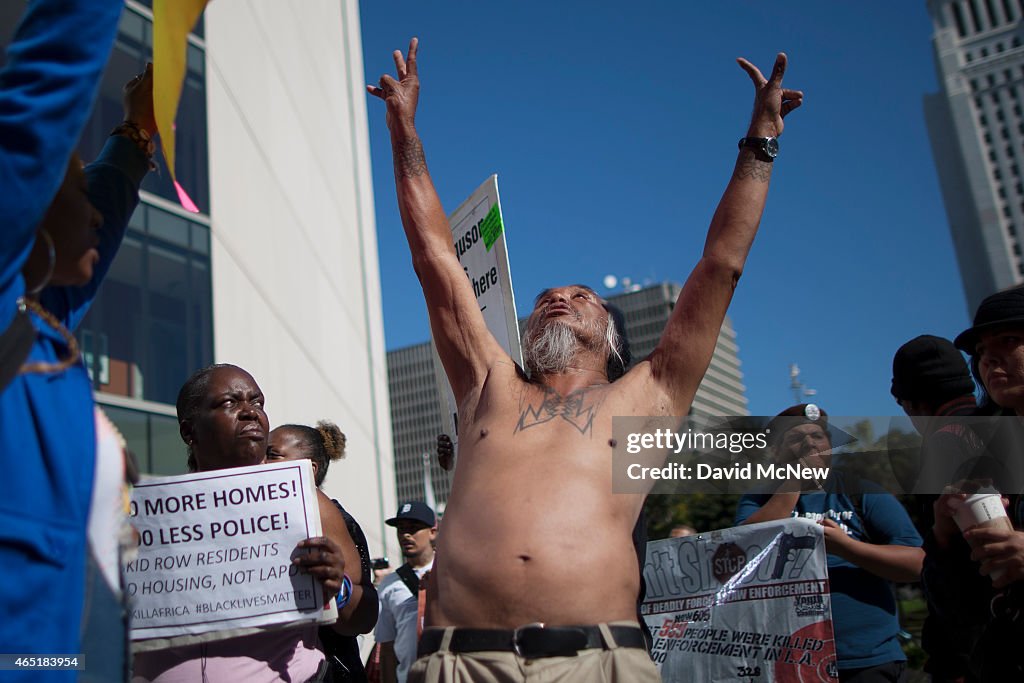 Activists Protest Police Shooting Of Homeless Man