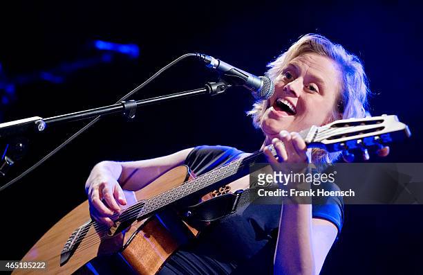 Icelandic singer Oloef Arnalds performs live in support of Jose Gonzalez during a concert at the Heimathafen Neukoelln on March 3, 2015 in Berlin,...