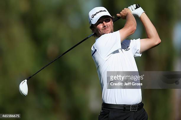 Spencer Levin plays on the Arnold Palmer Private Course at PGA West during the first round of the Humana Challenge in partnership with the Clinton...