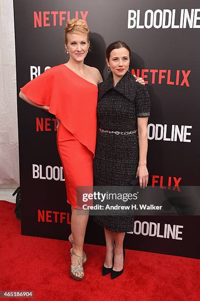 Linda Cardellini and Katie Finneran attend the "Bloodline" New York Series premiere at SVA Theater on March 3, 2015 in New York City.