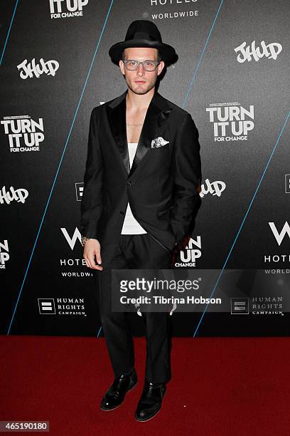 Nico Tortorella attends the W Hotels 'Turn It Up For Change' ball to benefit HRC at W Hollywood on February 5, 2015 in Hollywood, California.