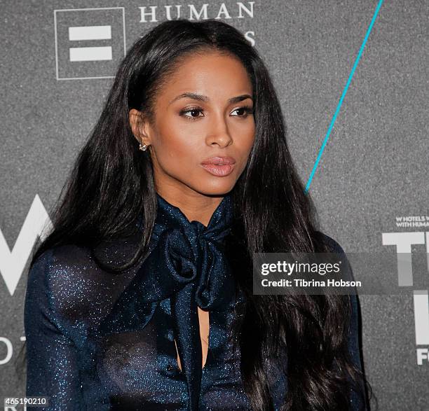 Ciara attends the W Hotels 'Turn It Up For Change' ball to benefit HRC at W Hollywood on February 5, 2015 in Hollywood, California.