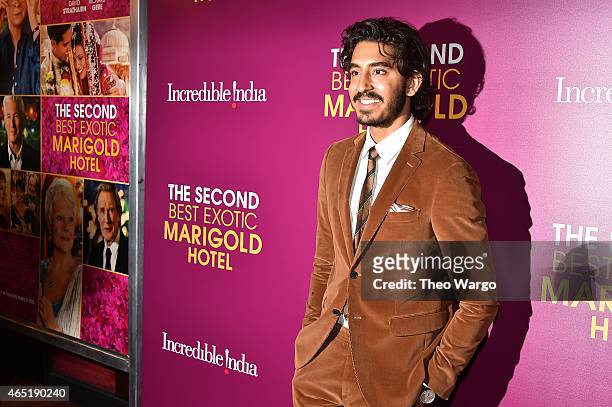 Actor Dev Patel attends "The Second Best Exotic Marigold Hotel" New York Premiere at the Ziegfeld Theater on March 3, 2015 in New York City.