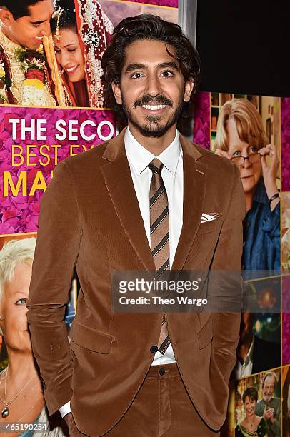 Actor Dev Patel attends "The Second Best Exotic Marigold Hotel" New York Premiere at the Ziegfeld Theater on March 3, 2015 in New York City.