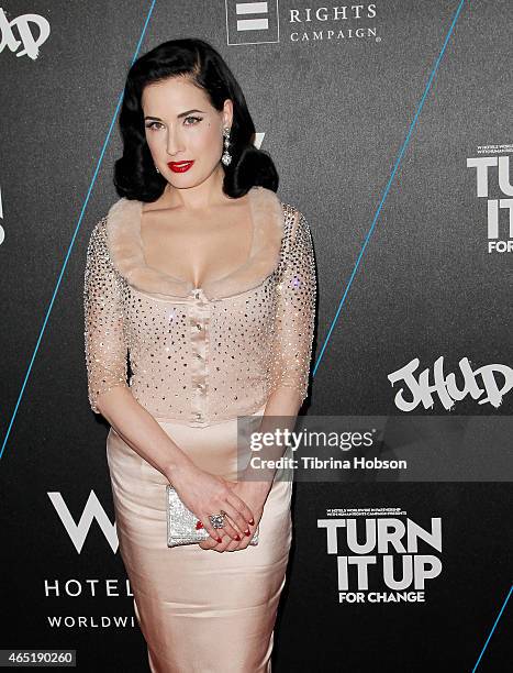 Dita Von Teese attends the W Hotel 'Turns it up for Change' ball to benefit HRC at W Hollywood on February 5, 2015 in Hollywood, California.