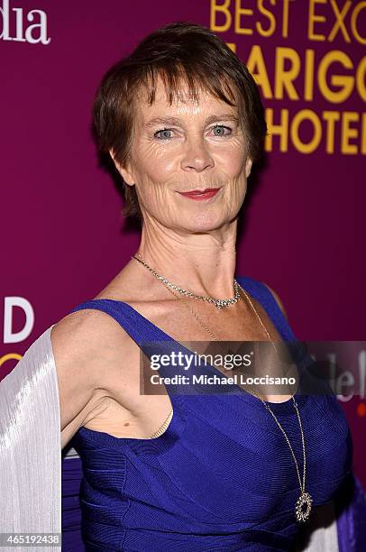 Actress Celia Imrie attends "The Second Best Exotic Marigold Hotel" New York Premiere at the Ziegfeld Theater on March 3, 2015 in New York City.