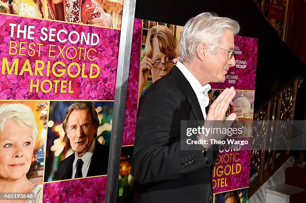 Actor Richard Gere attends "The Second Best Exotic Marigold Hotel" New York Premiere at the Ziegfeld Theater on March 3, 2015 in New York City.