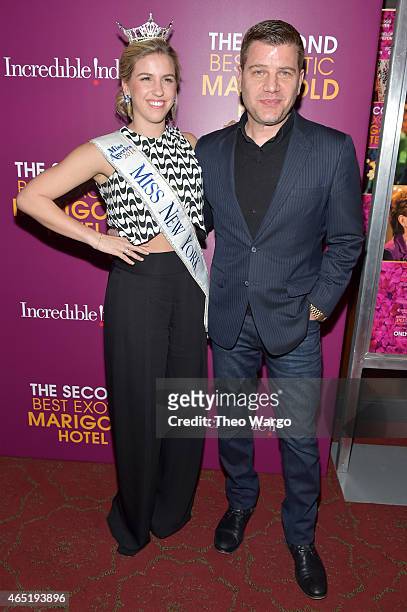 Miss New York 2014 Jillian Tapper and Tom Murro attend "The Second Best Exotic Marigold Hotel" New York Premiere at the Ziegfeld Theater on March 3,...