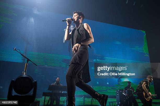 Danny O'Donoghue of The Script performs at Nottingham Capital FM Arena on March 3, 2015 in Nottingham, England.