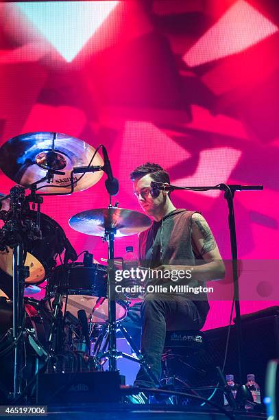 Glen Power of The Script performs at Nottingham Capital FM Arena on March 3, 2015 in Nottingham, England.