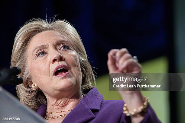 Former Secretary of State Hillary Clinton speaks at the Emily's List 30th Anniversary Gala at Hilton Washington Hotel on March 3, 2015 in Washington,...