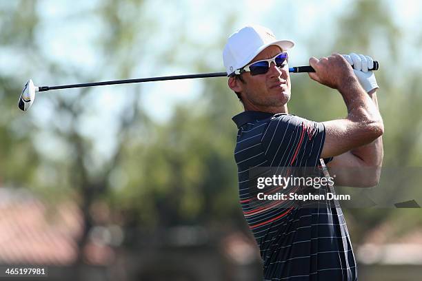 Will MacKenzie hits a tee shot on the first hole on theJack Nicklaus Private Course at PGA West during the first round of the Humana Challenge in...