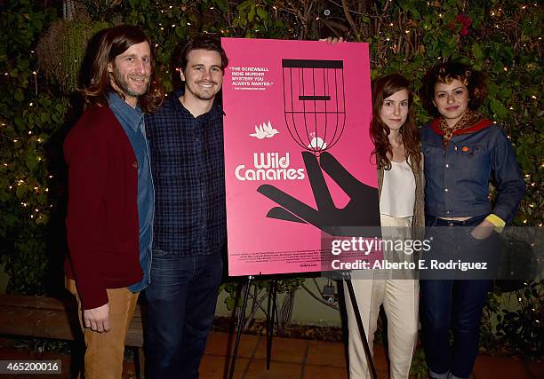 Director/actor Lawrence Michael Levine, actors Jason Ritter, Sophia Takal and Alia Shawkat attend a screening of "Wild Canaries" at Cinefamily on...