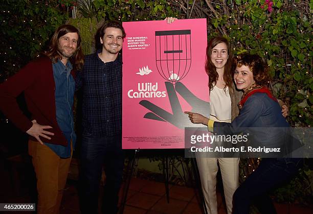 Director/actor Lawrence Michael Levine, actors Jason Ritter, Sophia Takal and Alia Shawkat attend a screening of "Wild Canaries" at Cinefamily on...
