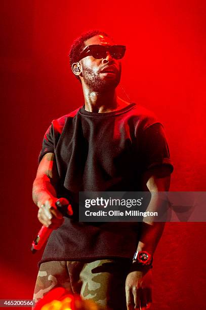 Tinie Tempah performs songs from his new album for the first time onstage as support to The Script at Nottingham Capital FM Arena on March 3, 2015 in...