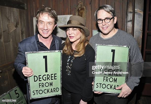 Martin Short, Stockard Channing and Matthew Broderick attend "Six Degrees Of Stockard Channing" at The Lodge at The McKittrick Hotel on March 3, 2015...