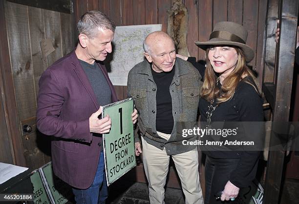Tom Kirdahy, Stockard Channing, Terrence McNally and Jack O'Brien attend "Six Degrees Of Stockard Channing" at The Lodge at The McKittrick Hotel on...