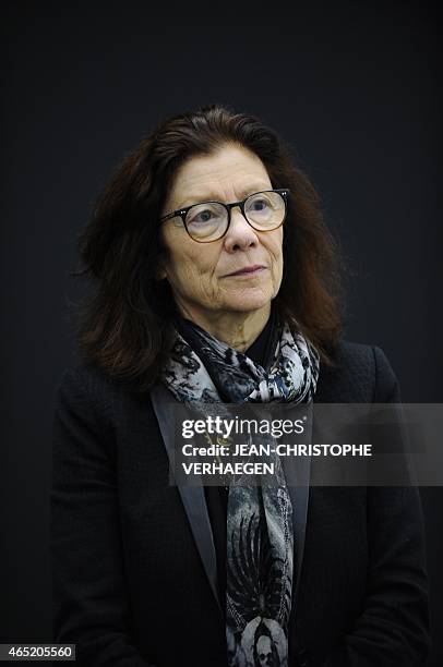 French artist Tania Mouraud poses on March 2, 2015 at the Pompidou Center-Metz in the eastern city of Metz, two days before the opening of a...