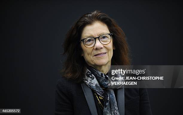 French artist Tania Mouraud poses on March 2, 2015 at the Pompidou Center-Metz in the eastern city of Metz, two days before the opening of a...