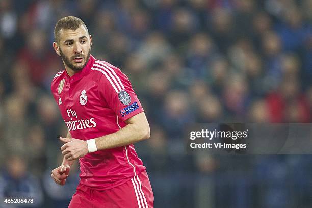 Karim Benzema of Real Madrid during the round of 16 UEFA Champions League match between Schalke 04 and Real Madrid on February 18, 2015 at the...