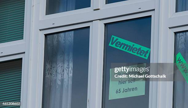 Berlin, Germany Apartment tenants protest against sale of properties to rent with notes which show the number of years they had rent their flats on...