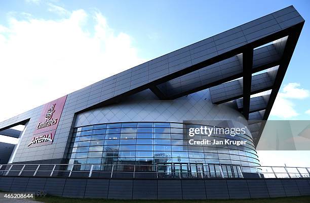 General view of the exterior ahead of the Davis Cup match between Great Britain and USA at Emirates Arena on March 4, 2015 in Glasgow, Scotland.