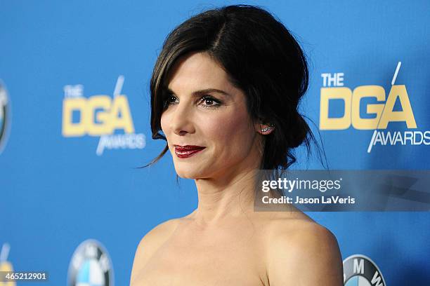 Actress Sandra Bullock attends the 66th annual Directors Guild of America Awards at the Hyatt Regency Century Plaza on January 25, 2014 in Century...