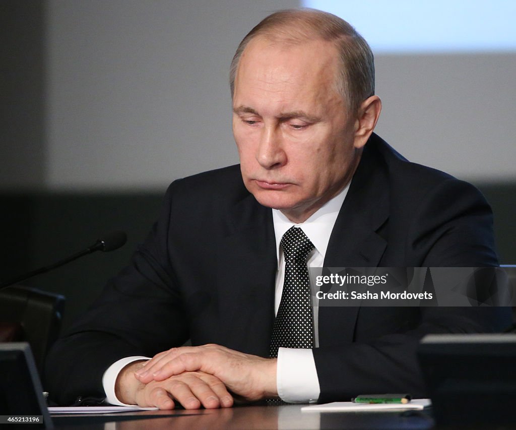 Russian President Vladimir Putin Addresses Law Enforcement At Interior Ministry Meeting