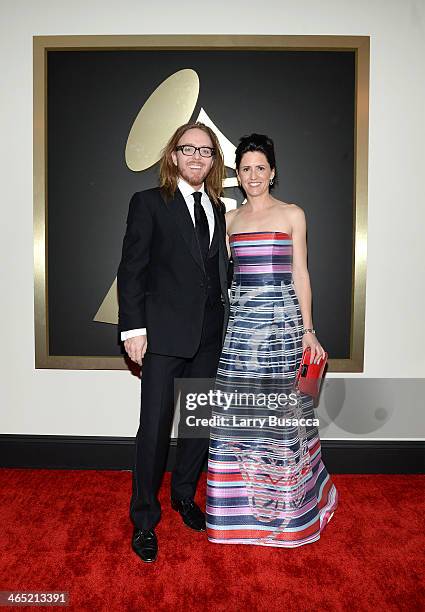 Composer/Lyricist Tim Minchin and Sarah Minchin attend the 56th GRAMMY Awards at Staples Center on January 26, 2014 in Los Angeles, California.