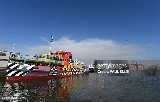 The Mersey Ferry, 'Snowdrop' sits in a dock next to sister vessel Royal Daffodil in Birkenhead, north west England on March 4, 2015. The ferry has...