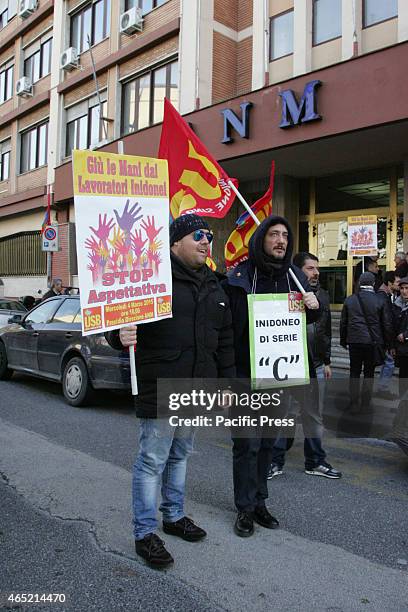 Protest of ANM workers against the measure of the company that states that the workers are unfit to drive because of the health problem occurs. The...