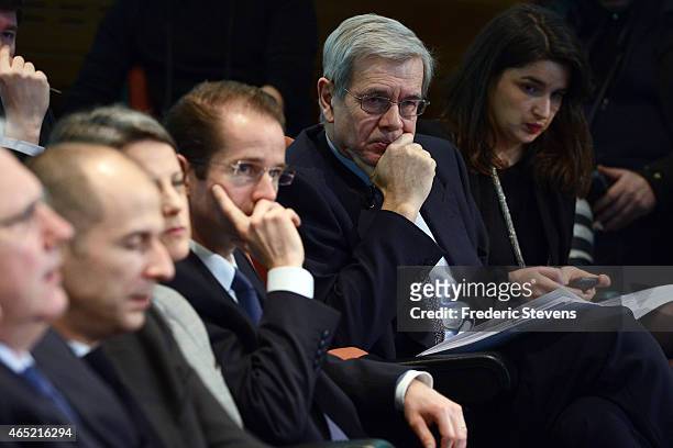 France's nuclear group Areva Chairman of the Board of Directors Philippe Varin listens during the group's 2014 annual results at Areva headquarters...