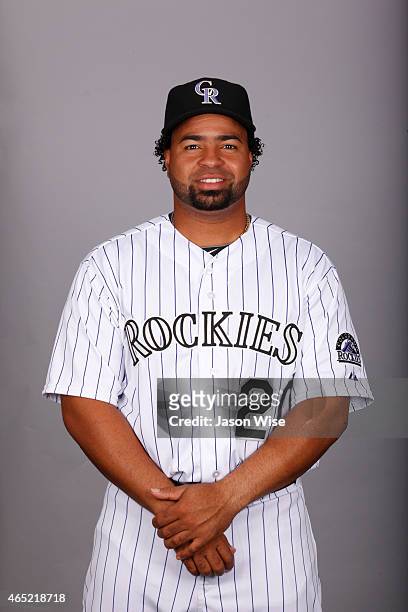 Wilin Rosario of the Colorado Rockies poses during Photo Day on Sunday, March 1, 2015 at Salt River Fields at Talking Stick in Scottsdale, Arizona.