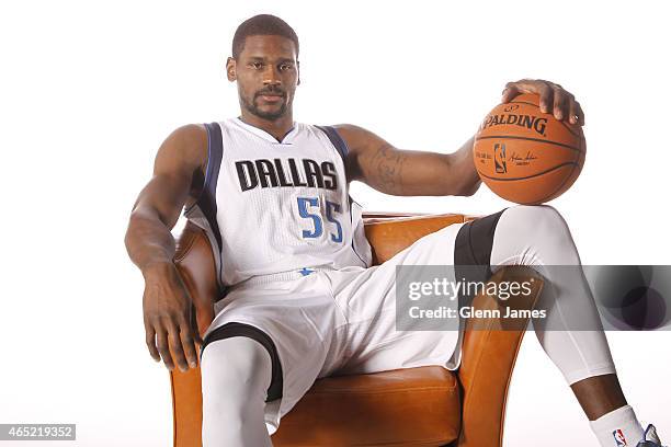 Bernard James of the Dallas Mavericks poses for a photo on March 2, 2015 at the American Airlines Center in Dallas, Texas. NOTE TO USER: User...