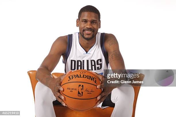 Bernard James of the Dallas Mavericks poses for a photo on March 2, 2015 at the American Airlines Center in Dallas, Texas. NOTE TO USER: User...
