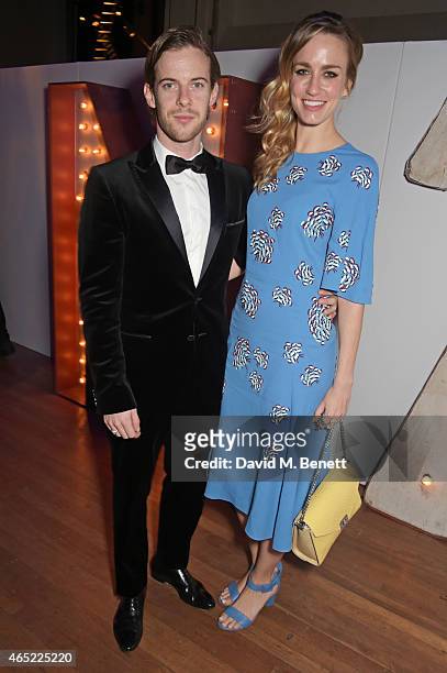 Luke Treadaway and Ruta Gedmintas attend Fast Forward, The National Theatre's fundraising gala, at The National Theatre on March 4, 2015 in London,...