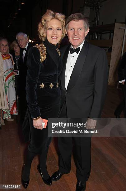 Fiona Shackleton and husband Ian Shackleton attend Fast Forward, The National Theatre's fundraising gala, at The National Theatre on March 4, 2015 in...