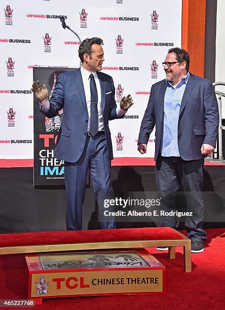 Actor Vince Vaughn and director/actor Jon Favreau attend the 280th hand and footprint ceremony immortalizing Vince Vaughn at The TCL Chinese Theatre...