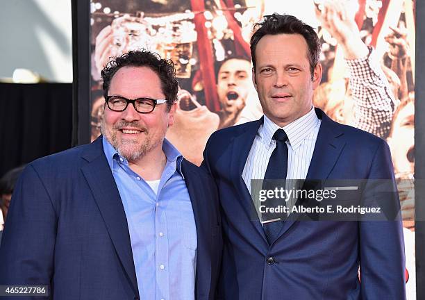 Director/actor Jon Favreau and actor Vince Vaughn attend the 280th hand and footprint ceremony immortalizing Vince Vaughn at The TCL Chinese Theatre...