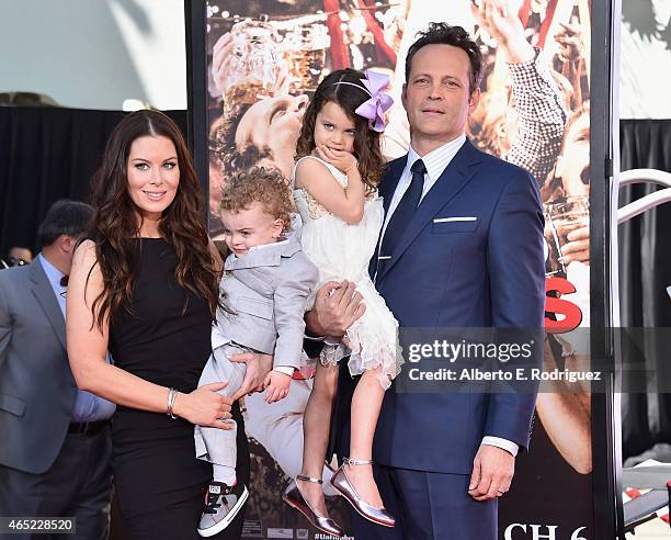 Kyla Weber, Vernon Lindsay Vaughn, Lochlyn Kyla Vaughn and actor Vince Vaughn attend the 280th hand and footprint ceremony immortalizing Vince Vaughn...