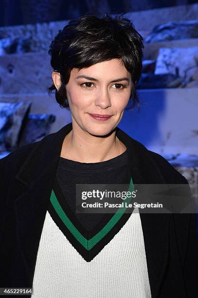Audrey Tautou attends the H&M show as part of the Paris Fashion Week Womenswear Fall/Winter 2015/2016 on March 4, 2015 in Paris, France.
