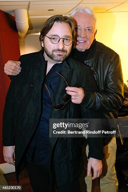 Son of Pierre Bachelet, Quentin Bachelet and his Godfather, director of movie 'Emmanuelle', Just Jaeckin attend the 'Vivement Dimanche' French TV...