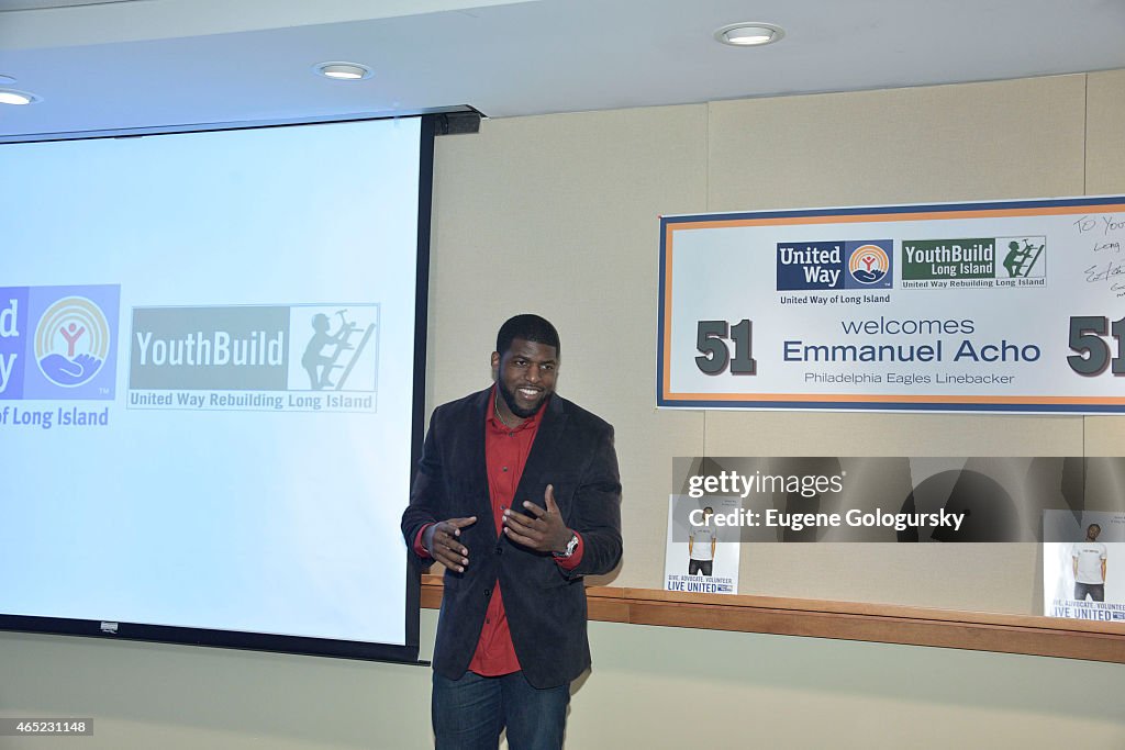 NFL Linebacker Emmanuel Acho Visits United Way Of Long Island