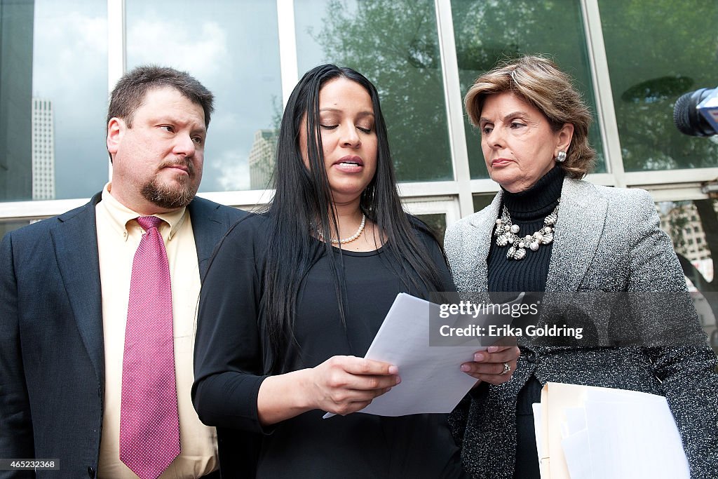 Attorney Gloria Allred And Alleged Sexual Assault Victim Hold News Conference